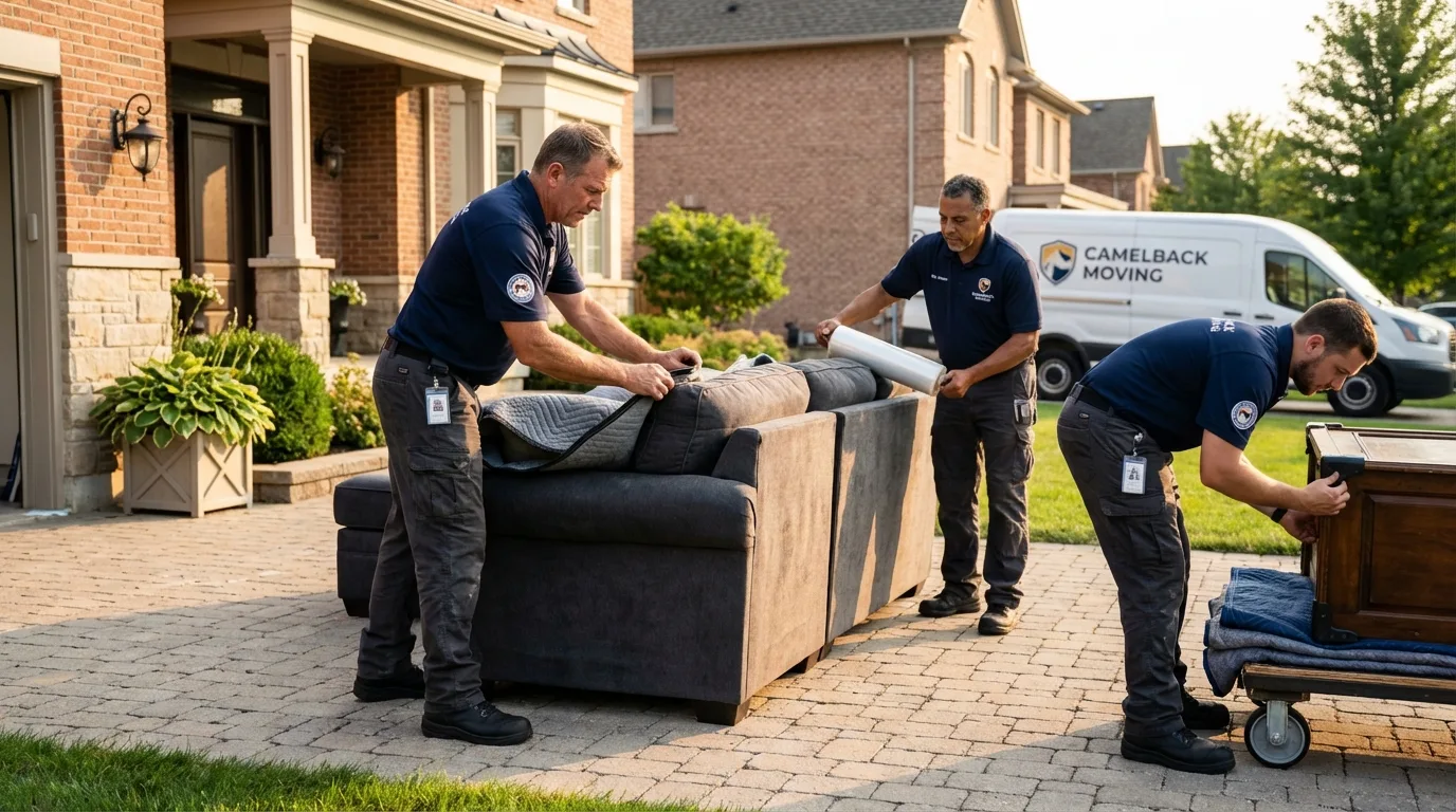 Large estate moving crew wrapping furniture in Normal, IL
