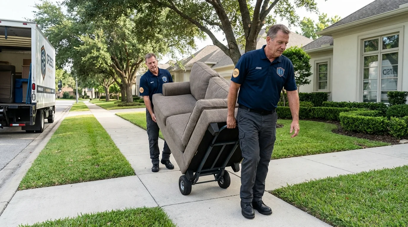 Local residential moving crew loading furniture in Normal, IL